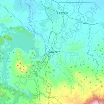 Purwakarta topographic map, elevation, terrain