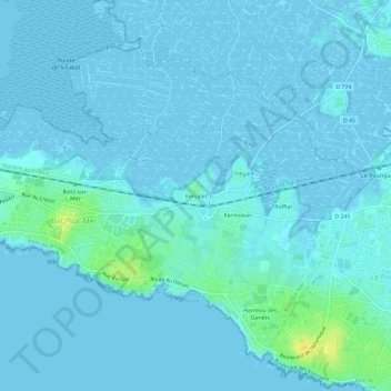 Kervalet topographic map, elevation, terrain