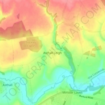 Asthall Leigh topographic map, elevation, terrain