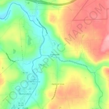 Greentown topographic map, elevation, terrain