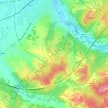 Burée topographic map, elevation, terrain