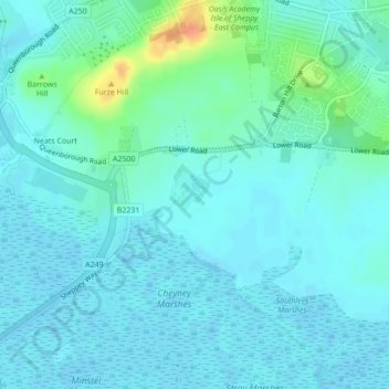 Wallend topographic map, elevation, terrain