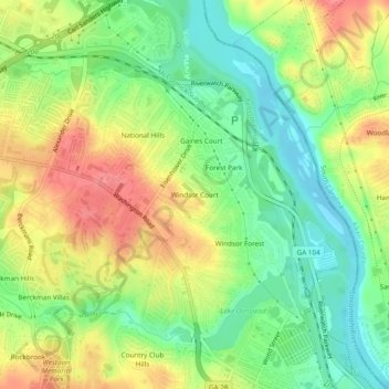 Windsor Court topographic map, elevation, terrain