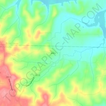 Avery topographic map, elevation, terrain