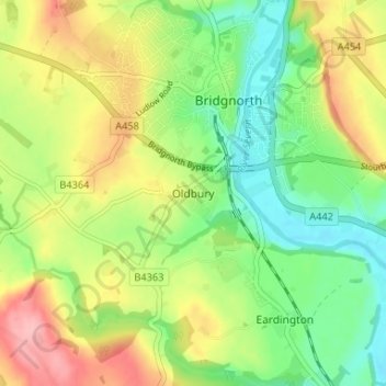 Oldbury topographic map, elevation, terrain