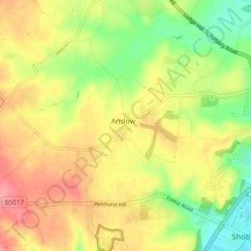 Anslow topographic map, elevation, terrain