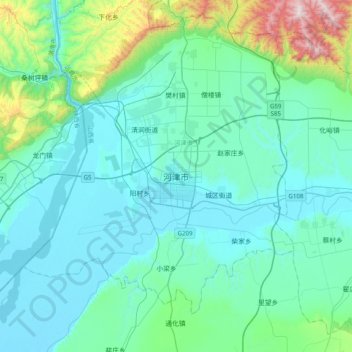 河津市 topographic map, elevation, terrain