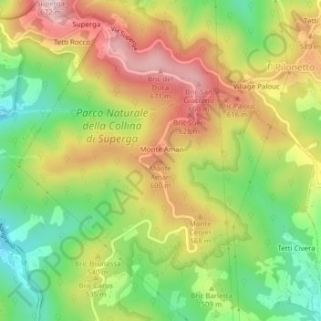 Monte Aman topographic map, elevation, terrain