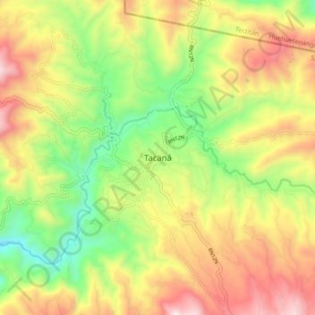 Tacaná topographic map, elevation, terrain