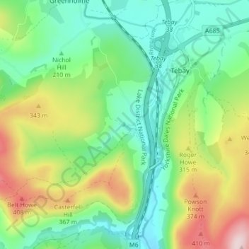 Roundthwaite topographic map, elevation, terrain