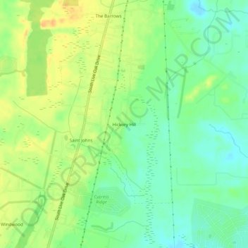 Hickory Hill topographic map, elevation, terrain