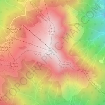 Monte Pora topographic map, elevation, terrain