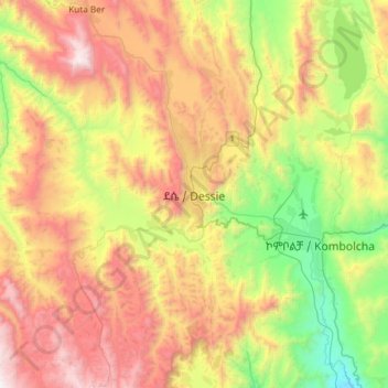Dessie topographic map, elevation, terrain