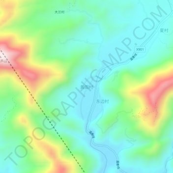 黄田村 topographic map, elevation, terrain