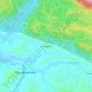 Chennappara topographic map, elevation, terrain