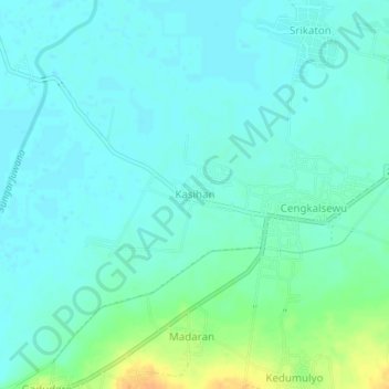 Kasihan topographic map, elevation, terrain