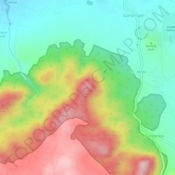 Gunung Slamet topographic map, elevation, terrain