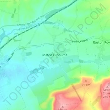 Milton Lilbourne topographic map, elevation, terrain