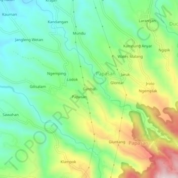 Gimbal topographic map, elevation, terrain