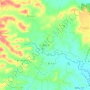 Tigbauan topographic map, elevation, terrain