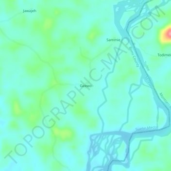 Geewo topographic map, elevation, terrain