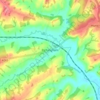 Etchingham topographic map, elevation, terrain