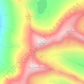 Càrn Eige topographic map, elevation, terrain