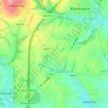 Josefovice topographic map, elevation, terrain