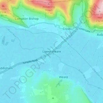 Lower Weare topographic map, elevation, terrain