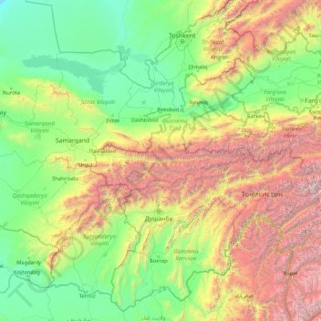 Sughd Province topographic map, elevation, terrain