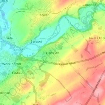 Stainburn topographic map, elevation, terrain