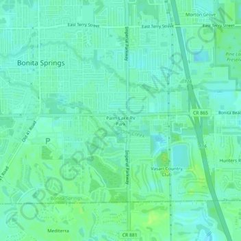 Palm Lake RV Park topographic map, elevation, terrain