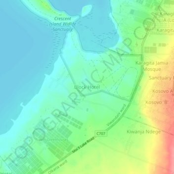 Block Hotel topographic map, elevation, terrain