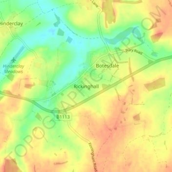 Rickinghall topographic map, elevation, terrain