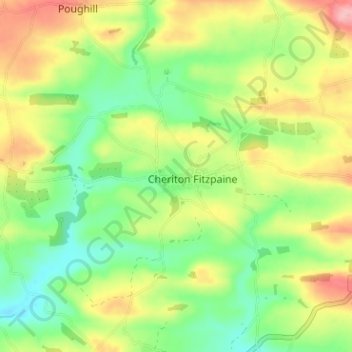 Cheriton Fitzpaine topographic map, elevation, terrain