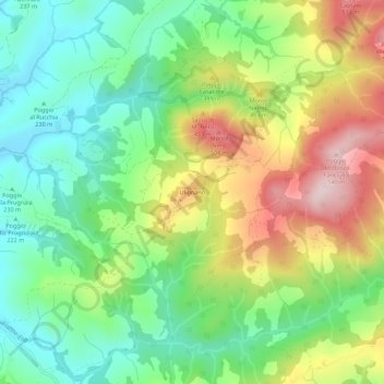 Ulignano topographic map, elevation, terrain