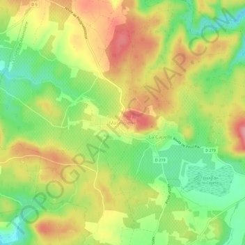 Masmolène topographic map, elevation, terrain