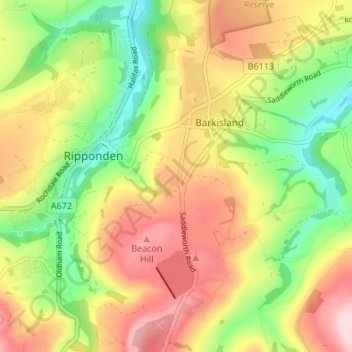 Slack topographic map, elevation, terrain