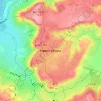 Hinton Blewett topographic map, elevation, terrain