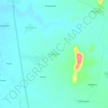 Abhanpur topographic map, elevation, terrain