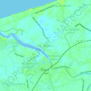 Kg. Melugus topographic map, elevation, terrain