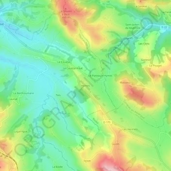 Hymes topographic map, elevation, terrain