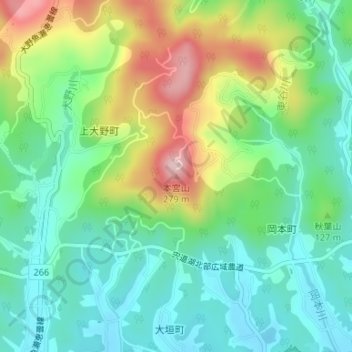 本宮山 topographic map, elevation, terrain