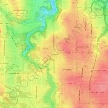 Fosterville topographic map, elevation, terrain