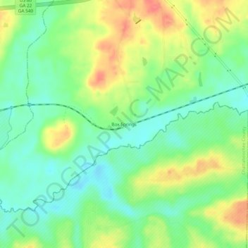 Box Springs topographic map, elevation, terrain