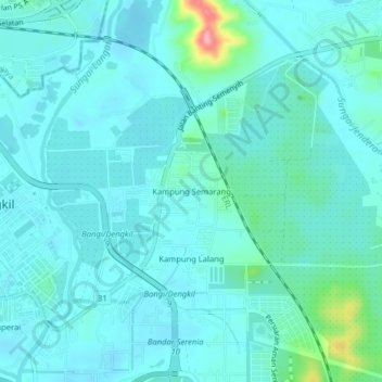 Kampung Semarang topographic map, elevation, terrain