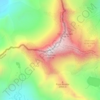 Scima da Saoseo topographic map, elevation, terrain
