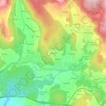 Pedrido topographic map, elevation, terrain