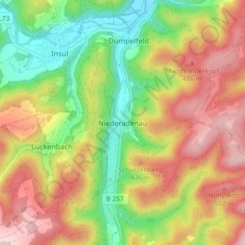 Niederadenau topographic map, elevation, terrain