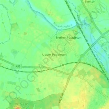 Upper Poppleton topographic map, elevation, terrain